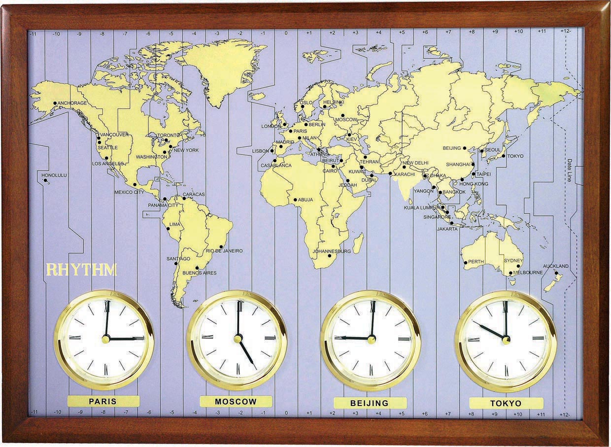 Часы с временными зонами настенные